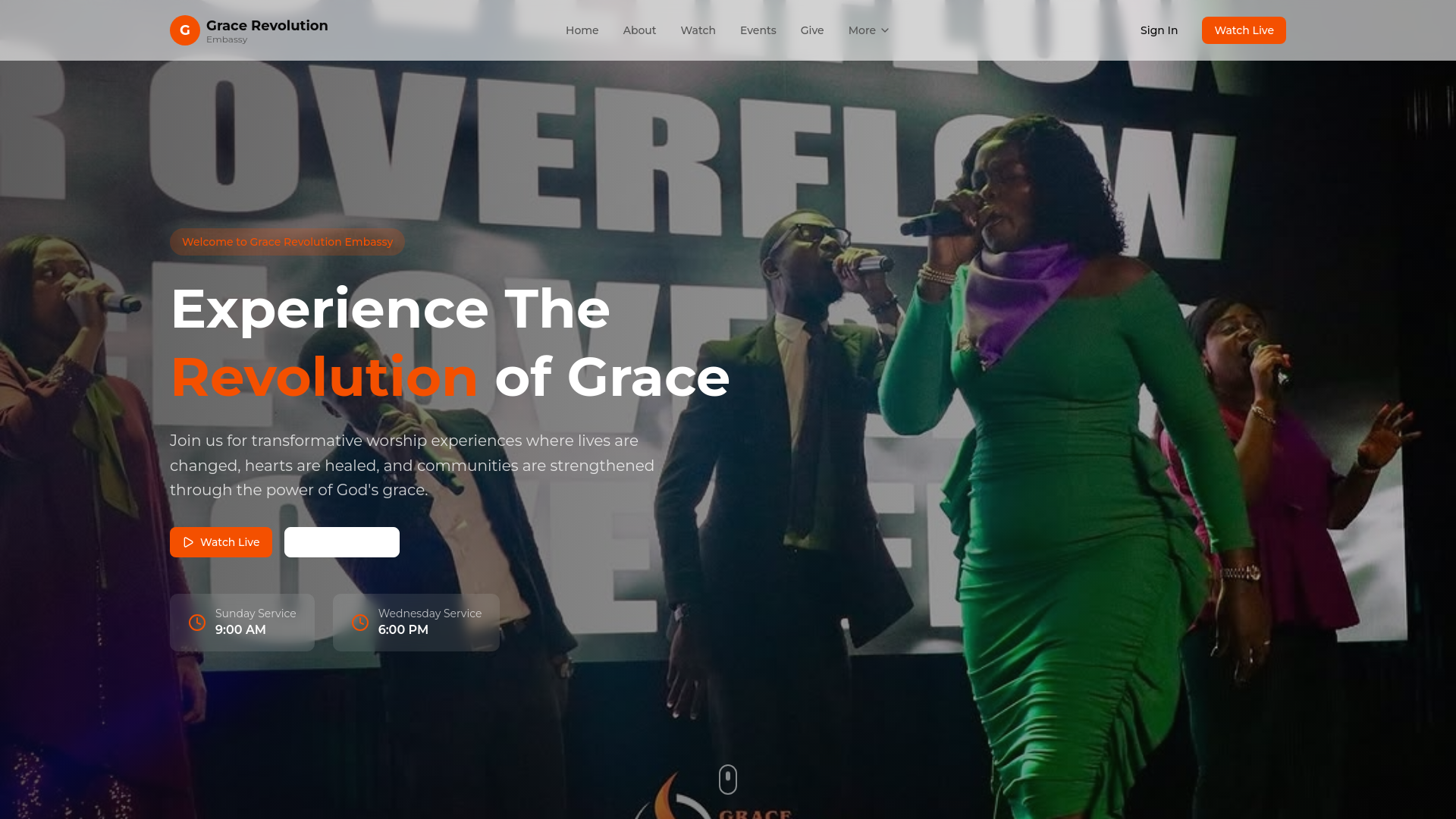 website screenshot of https://gracerevembassy.org/