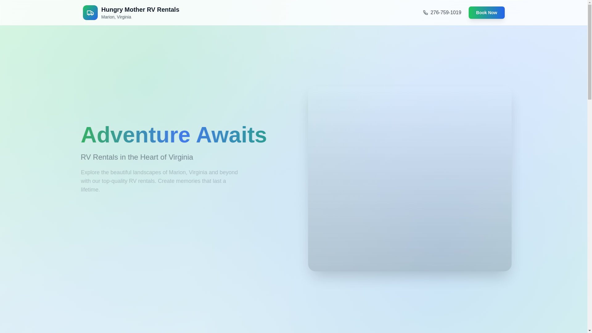 website screenshot of https://hungrymotherrvrentals.com/