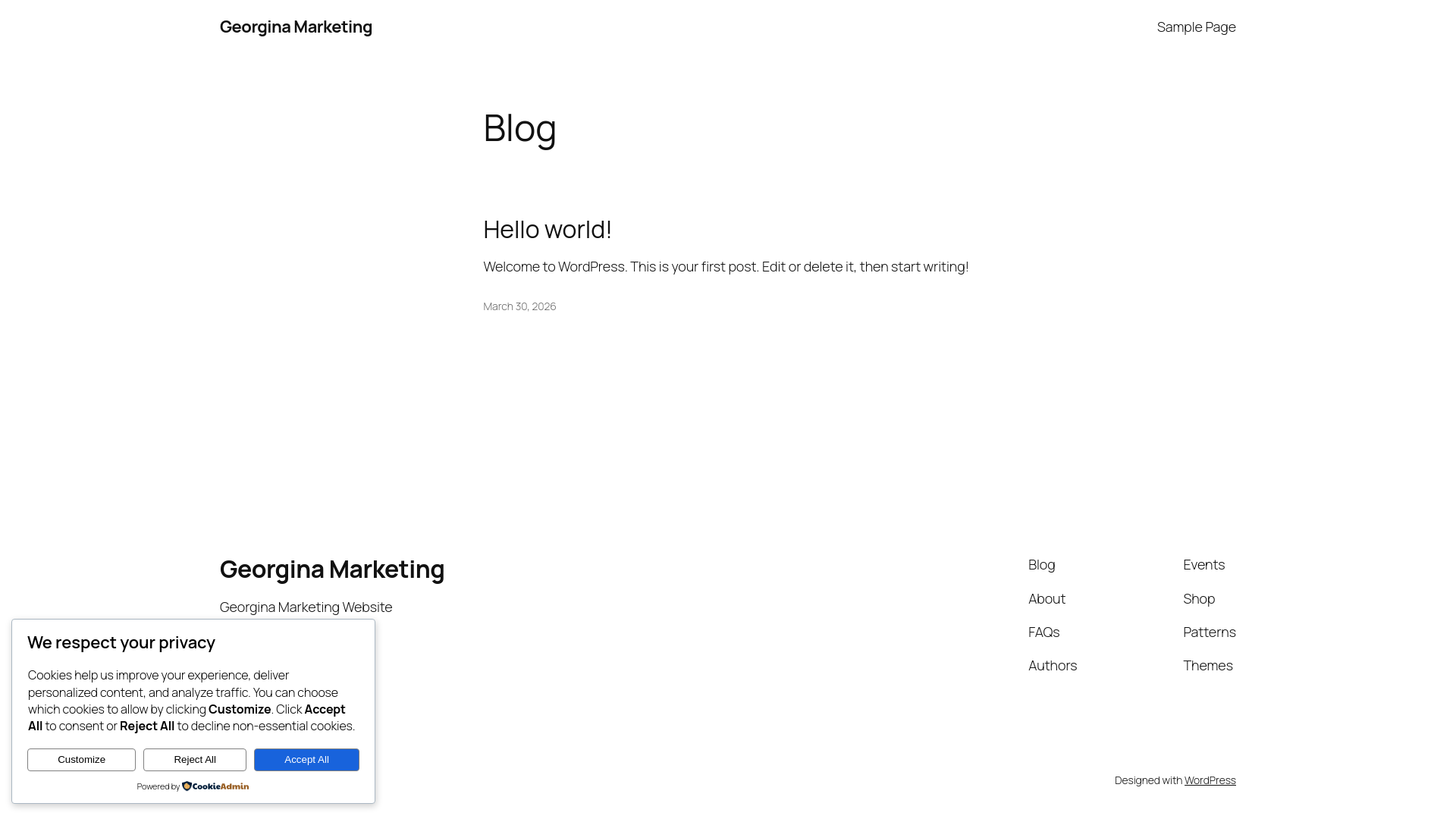website screenshot of https://georginamarketing.com