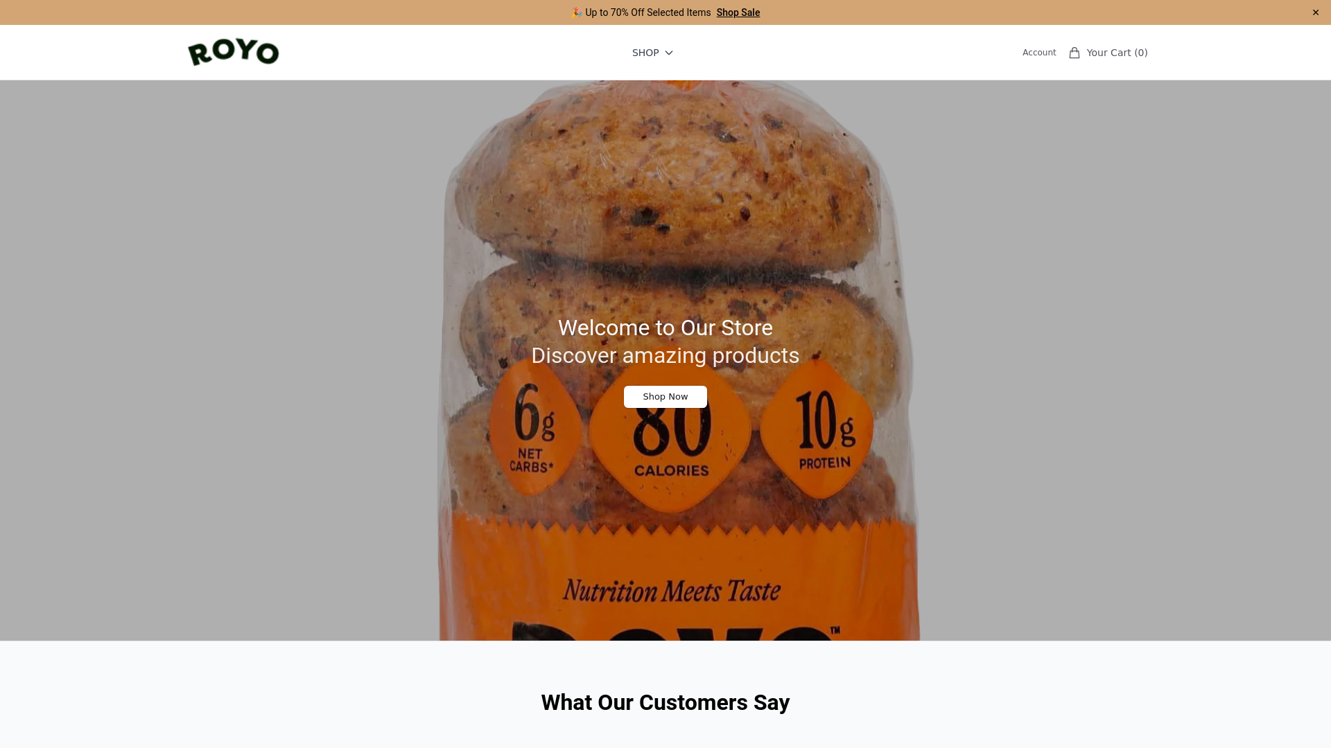 website screenshot of https://eatroyobreadco.shop/