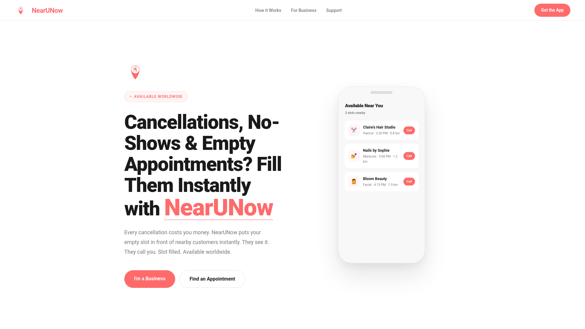 website screenshot of https://nearunow.ie/