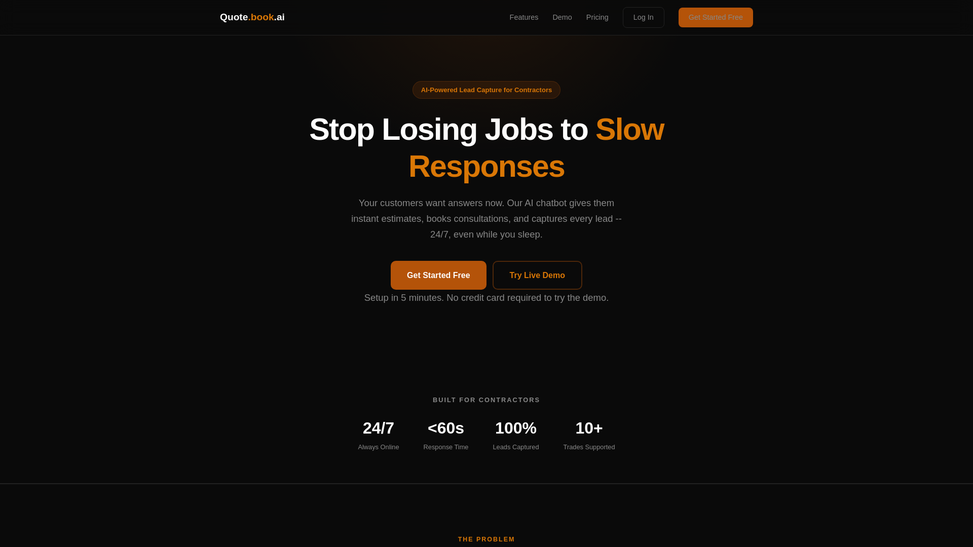 website screenshot of https://quotebookai.com