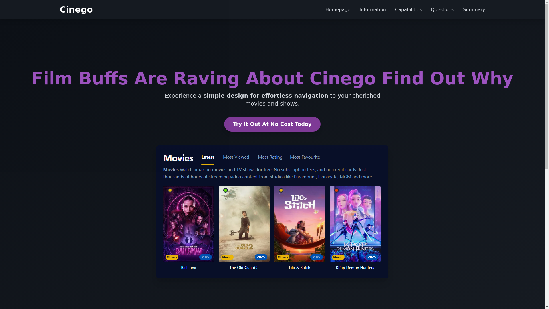 website screenshot of https://cinego-yfco.pages.dev/