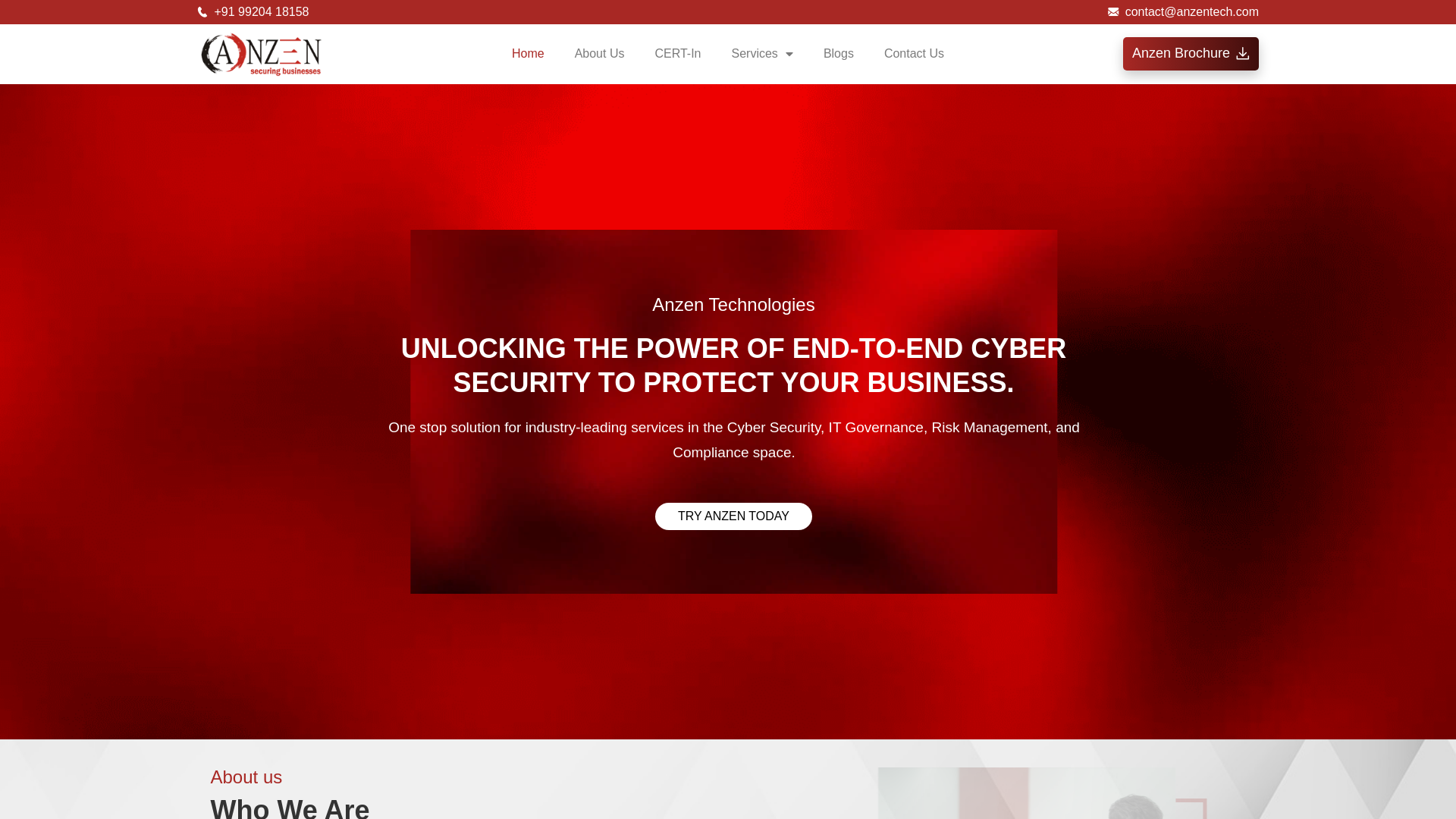 website screenshot of https://anzentechs.com