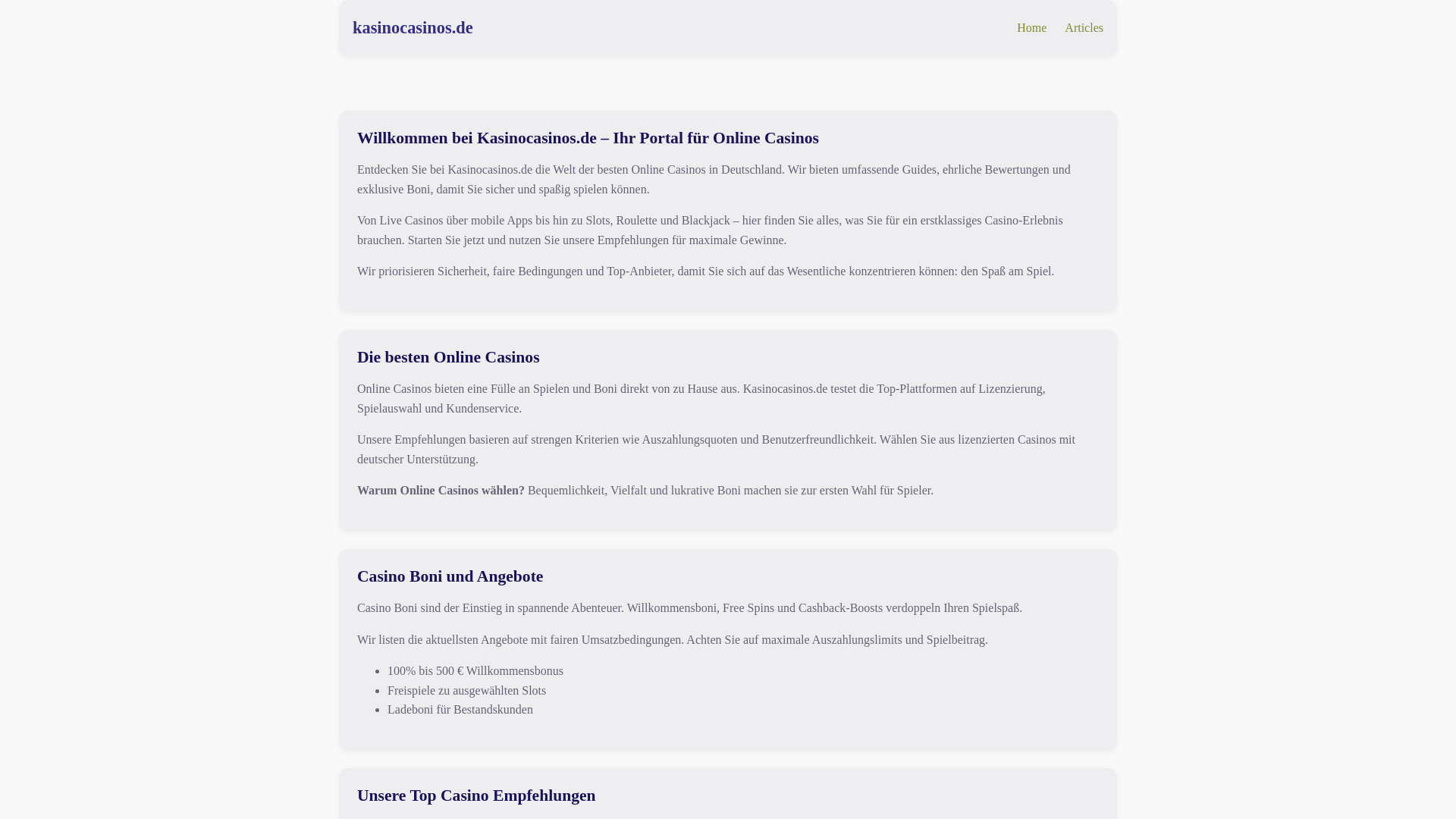 website screenshot of https://kasinocasinos.de/