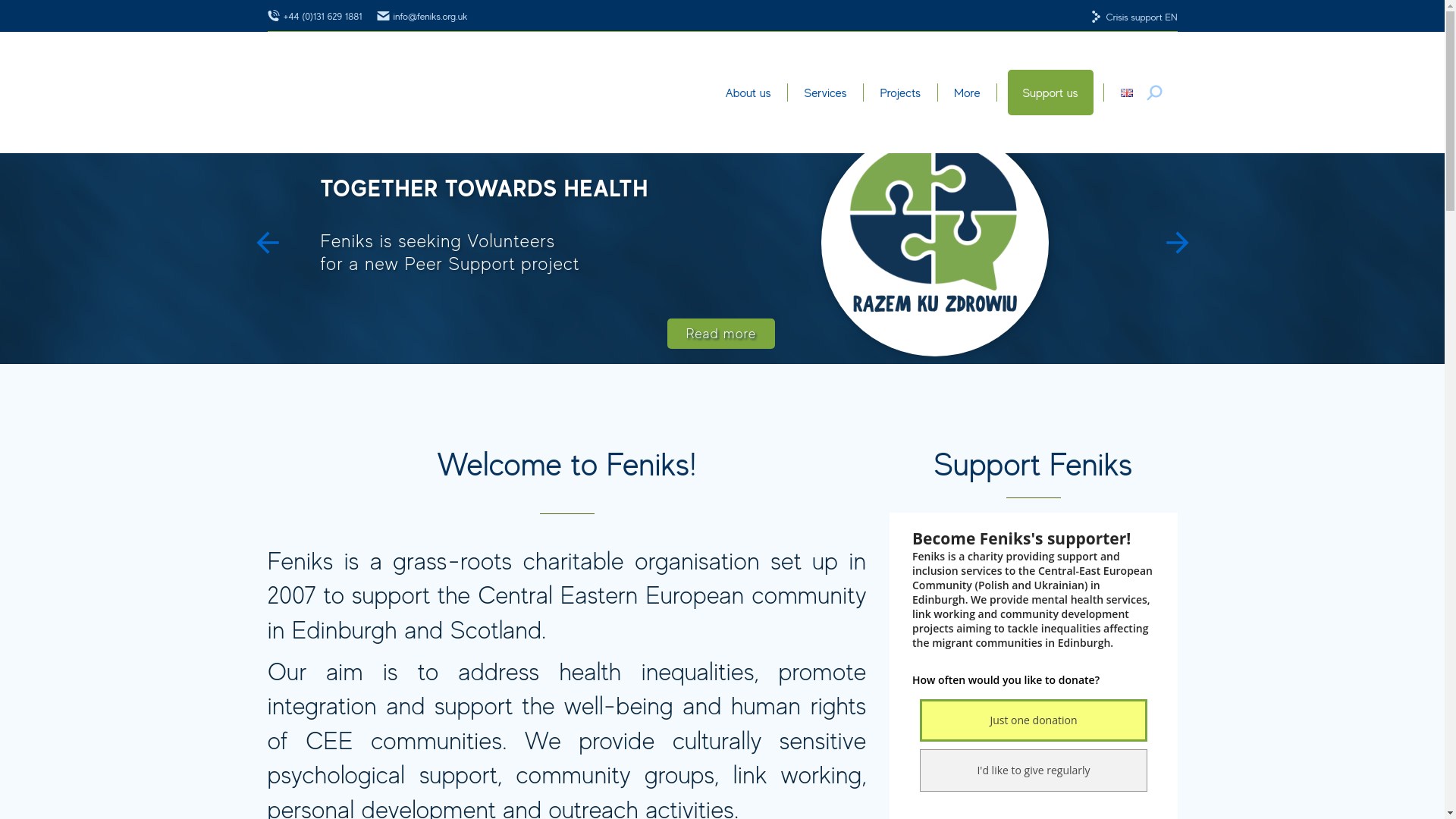 website screenshot of https://feniks.org.uk/