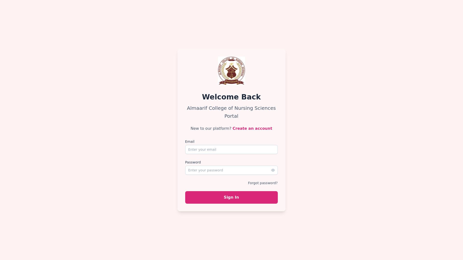 website screenshot of https://almaarif-application-nursing.pages.dev/