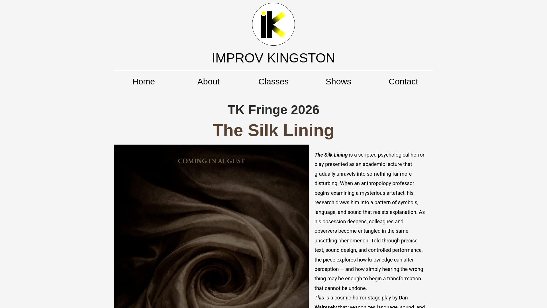 website screenshot of https://thesilklining.ca/