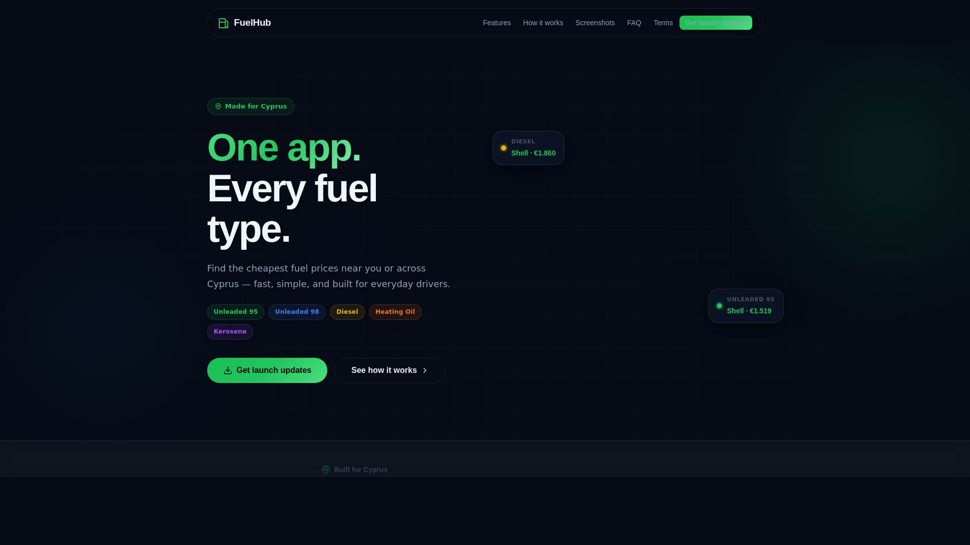 website screenshot of https://fuelhub-landing.pages.dev/