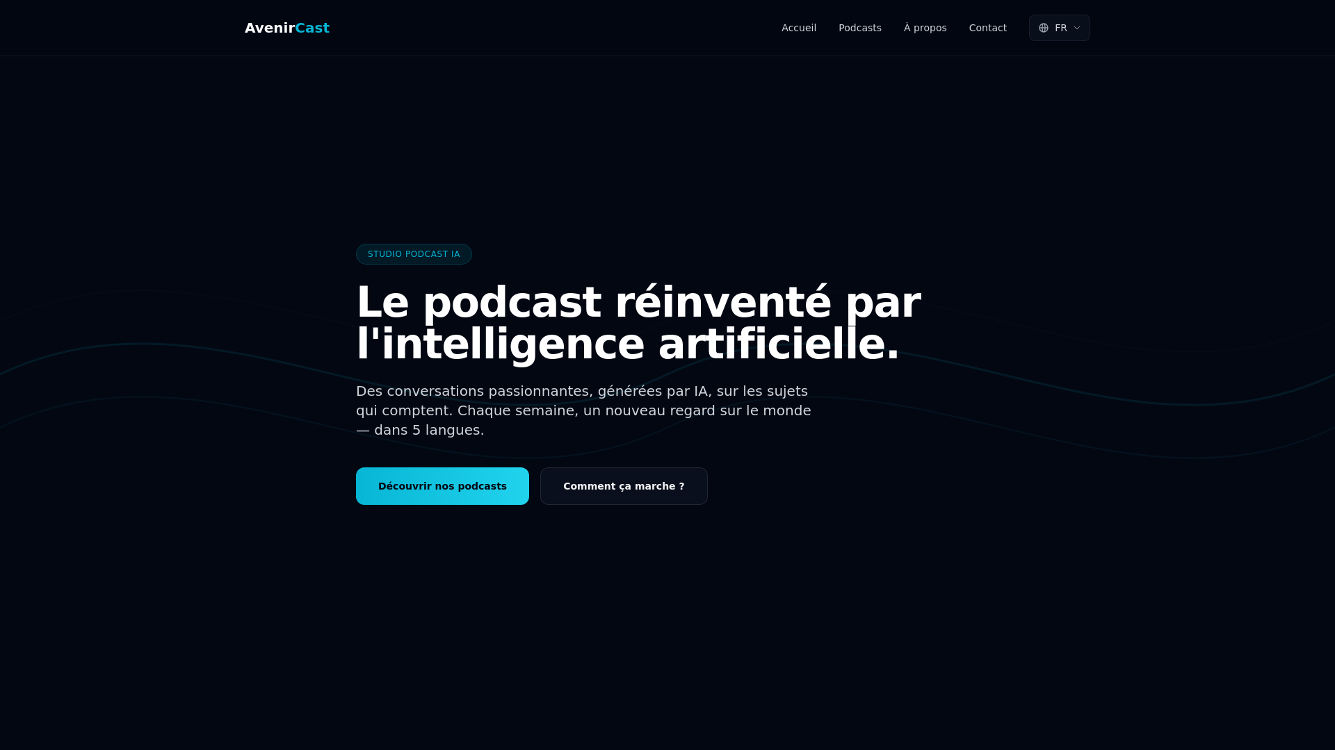 website screenshot of https://avenircast.com/