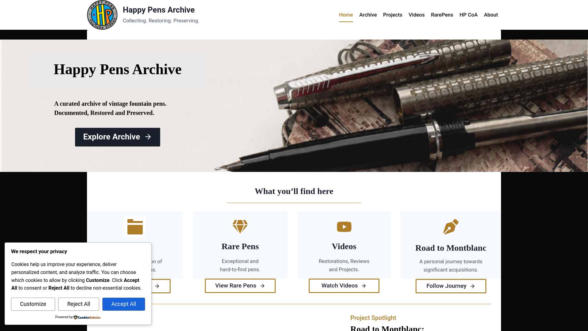 website screenshot of https://happypens.co.uk/