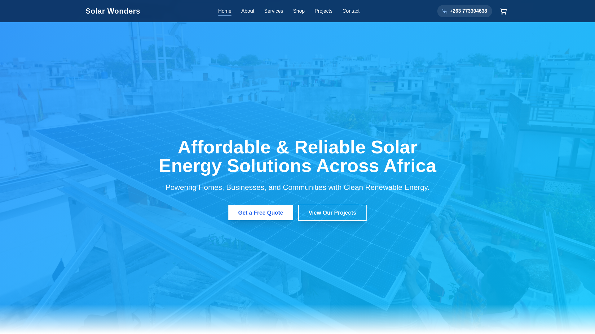 website screenshot of https://solarwonders.tech/