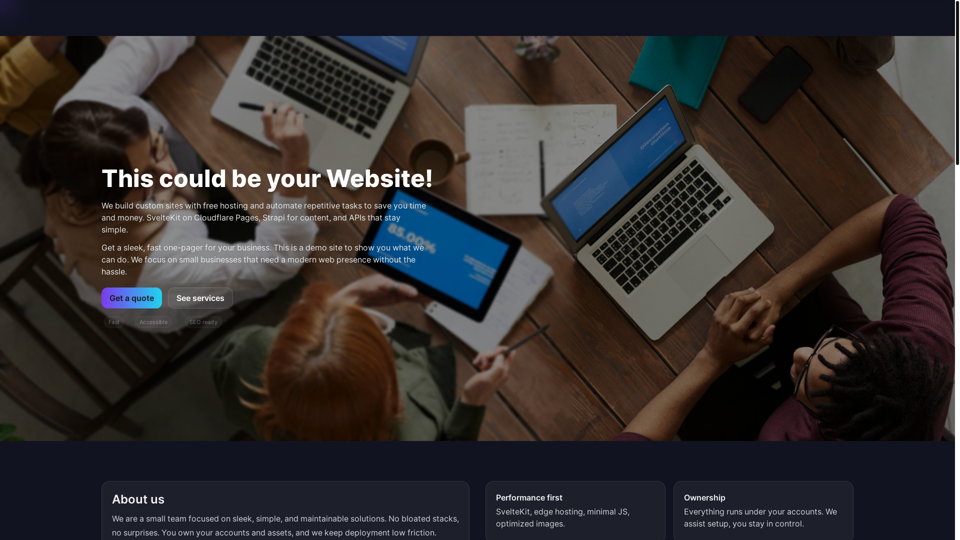 website screenshot of https://onepager-template.pages.dev/