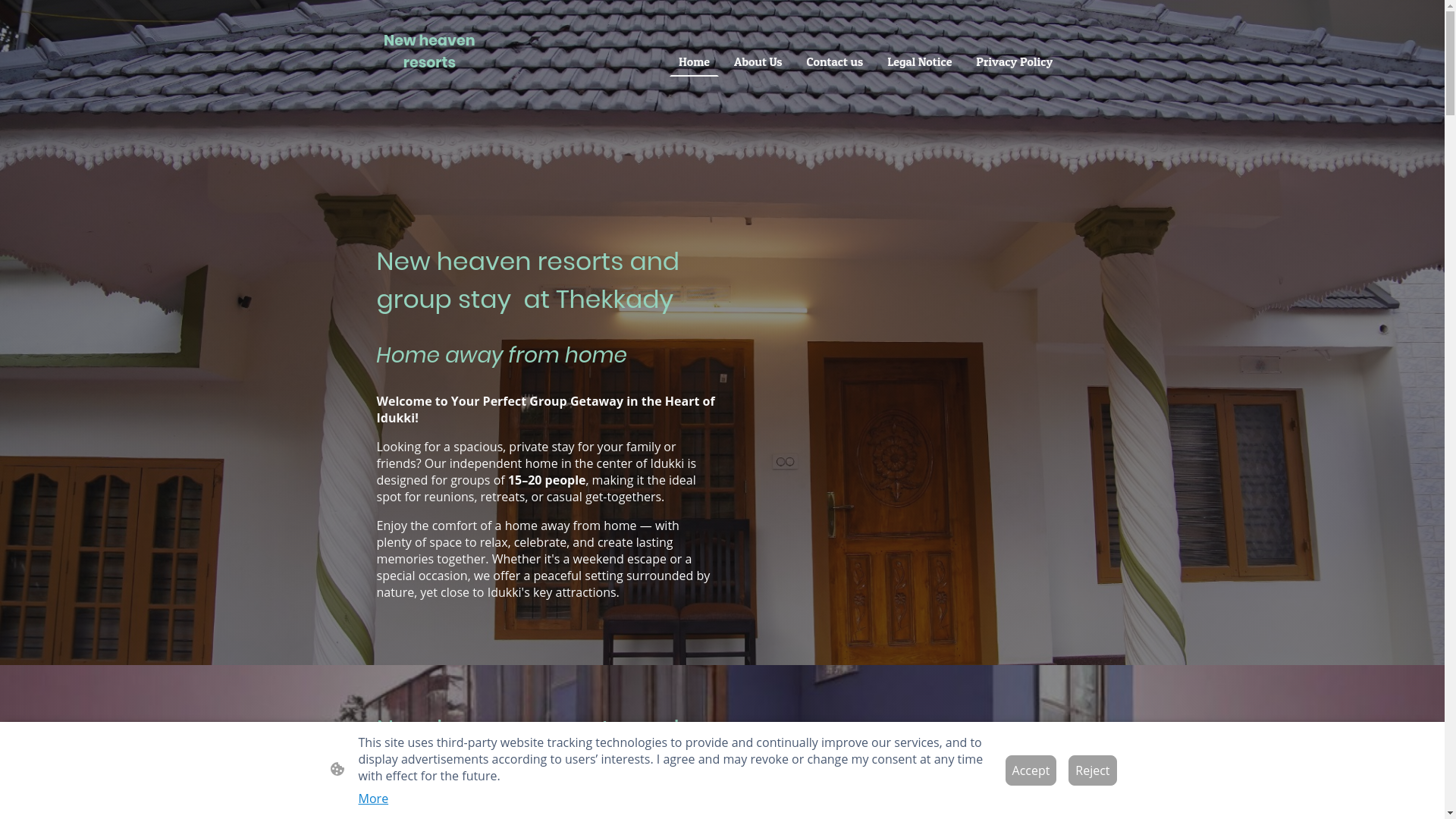 website screenshot of https://newheavengroupaccommodationindia.com/
