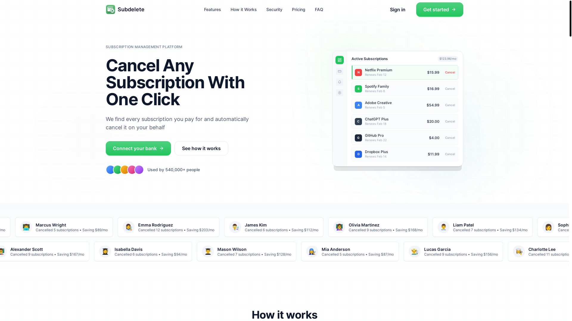website screenshot of https://subdelete.com/