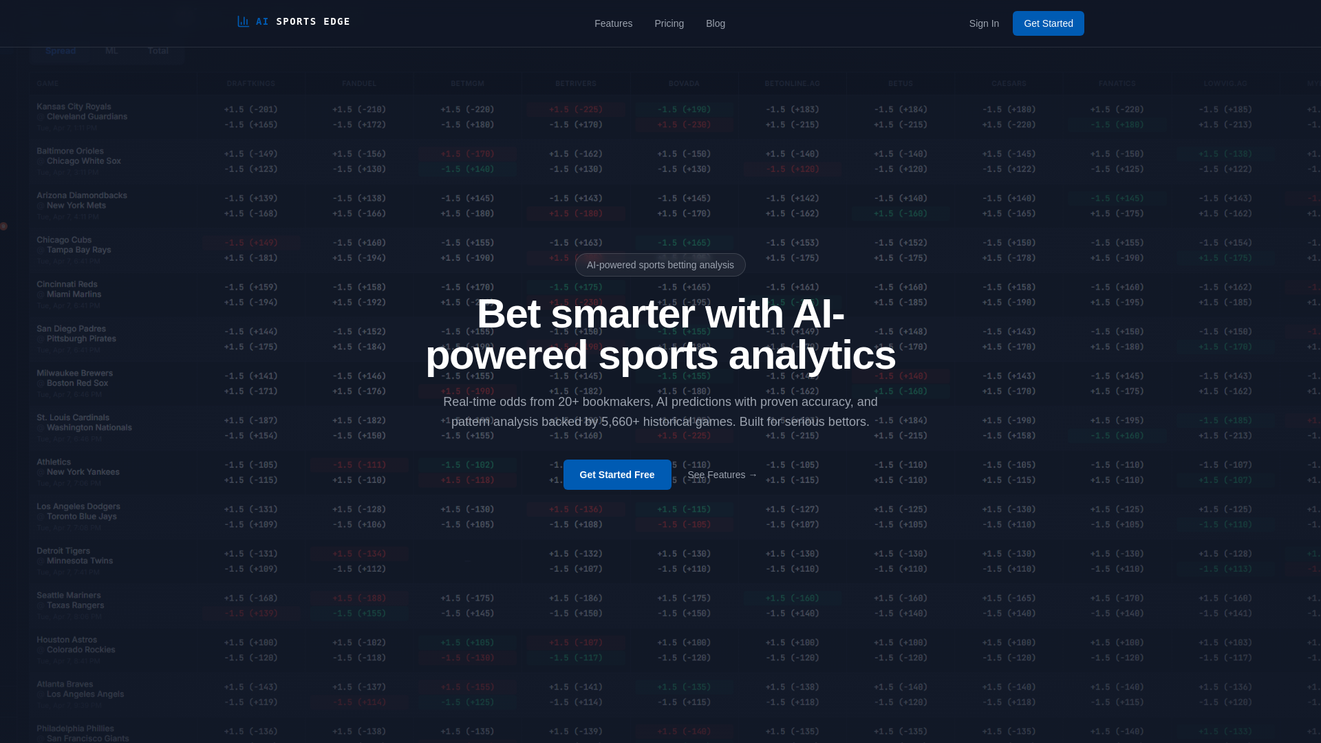 website screenshot of https://aisportsedge.ai