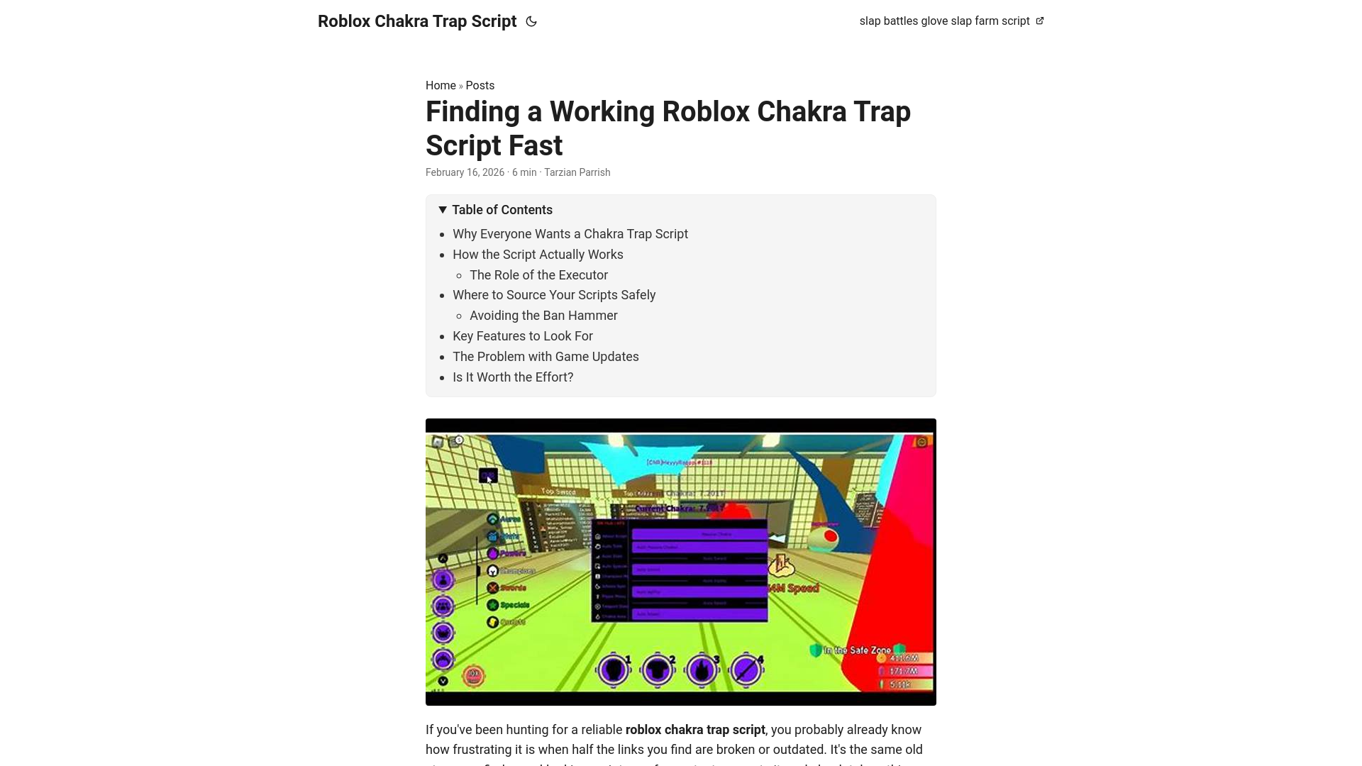 website screenshot of https://roblox-chakra-trap-script.pages.dev/