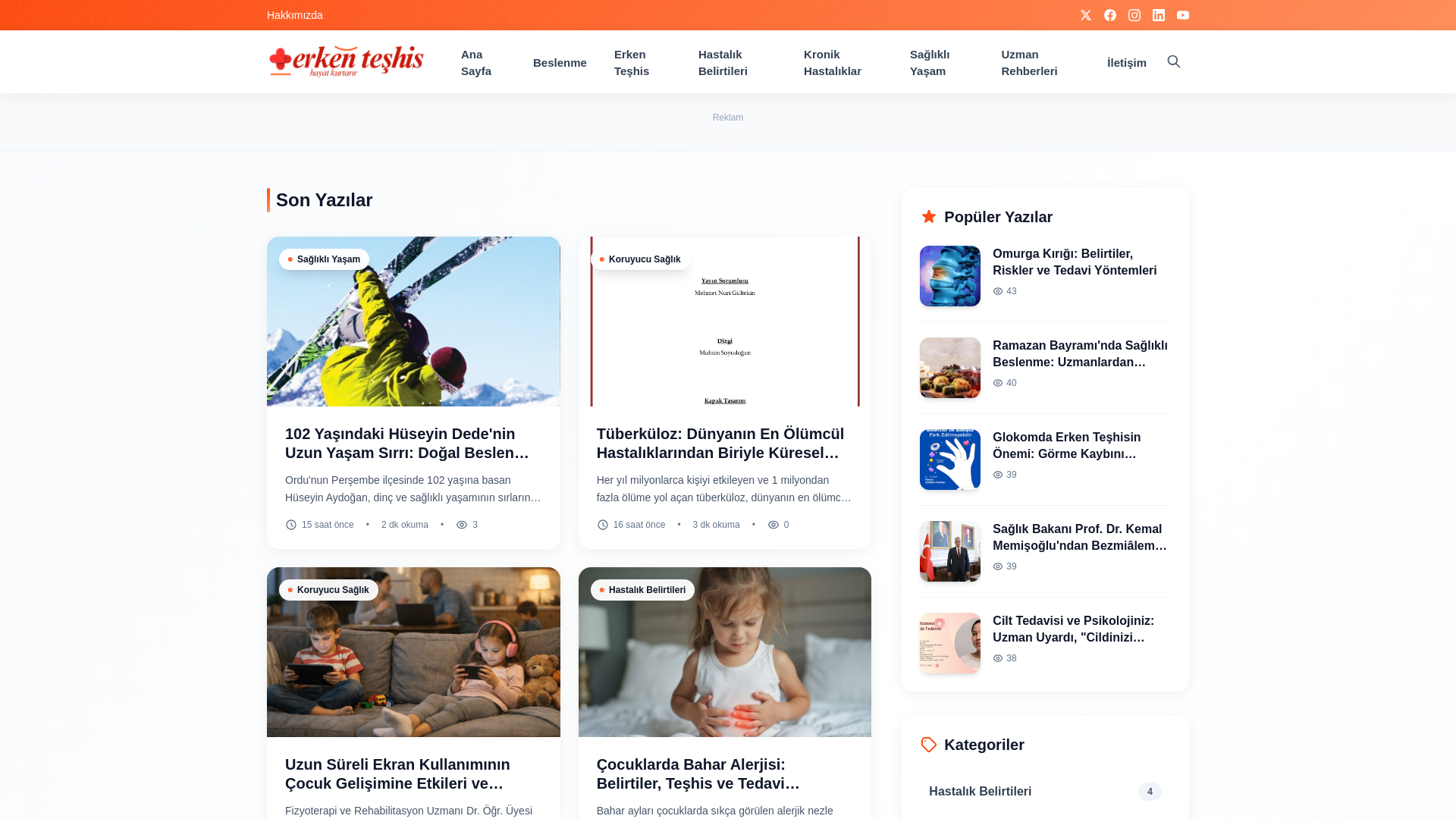 website screenshot of https://erkenteshis.com.tr/
