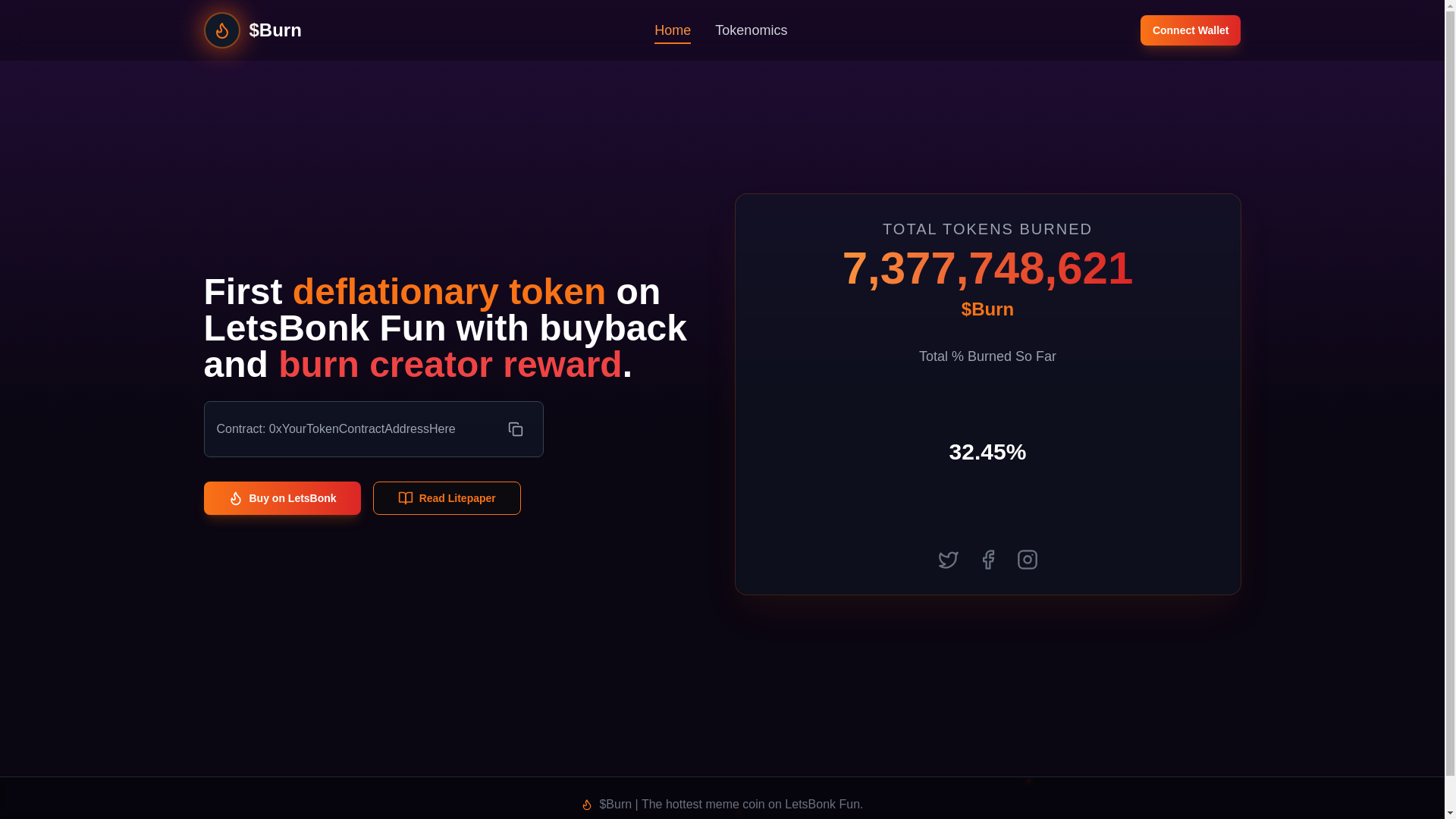 website screenshot of https://burntoken.fun/