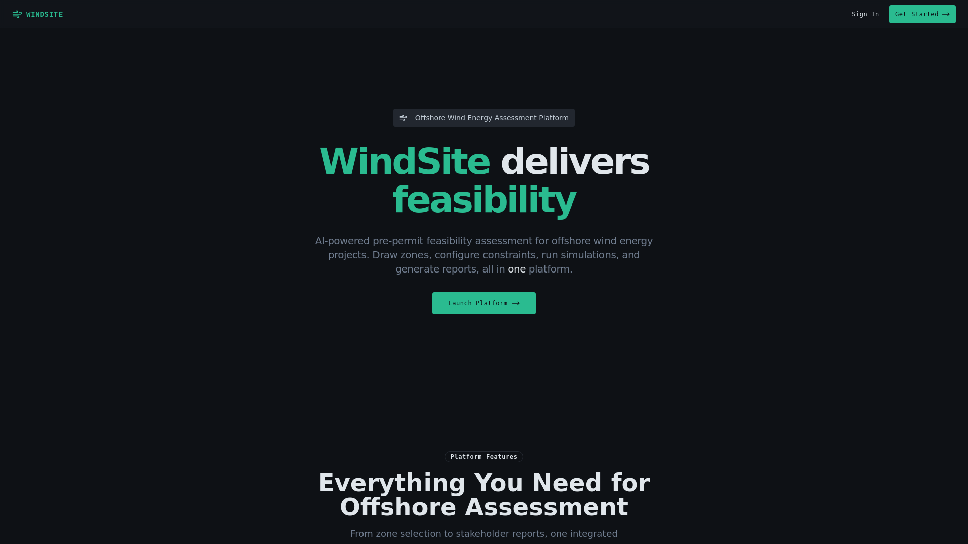 website screenshot of https://windsite.cloud