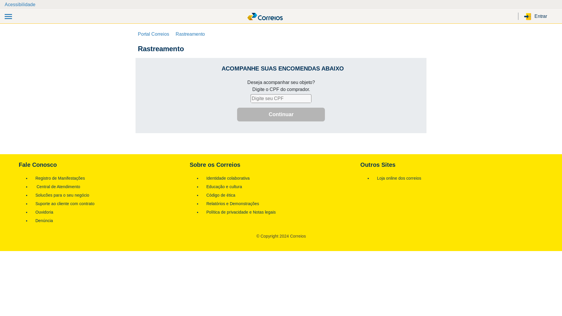 website screenshot of http://rastreio24h.paysiteoficial.shop/