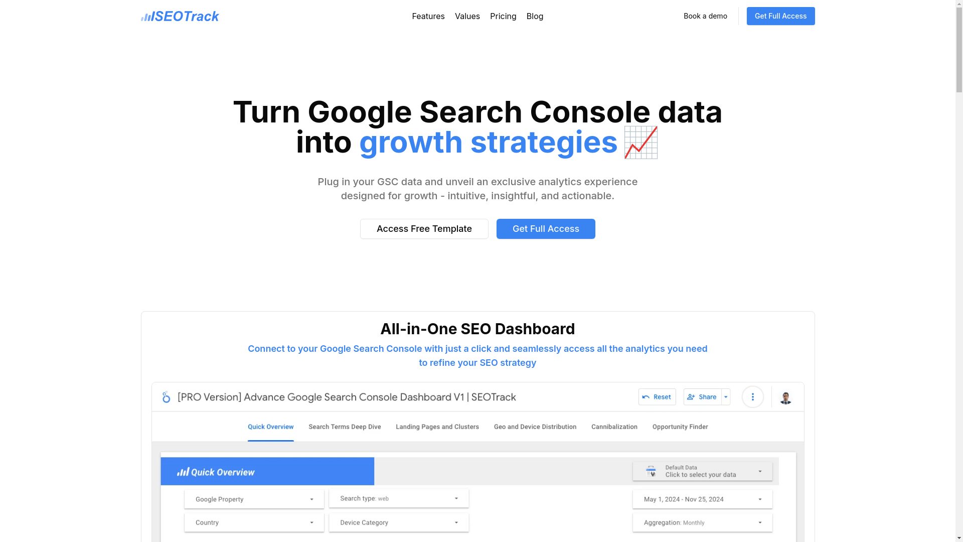 website screenshot of https://seotrack-frontend.pages.dev/