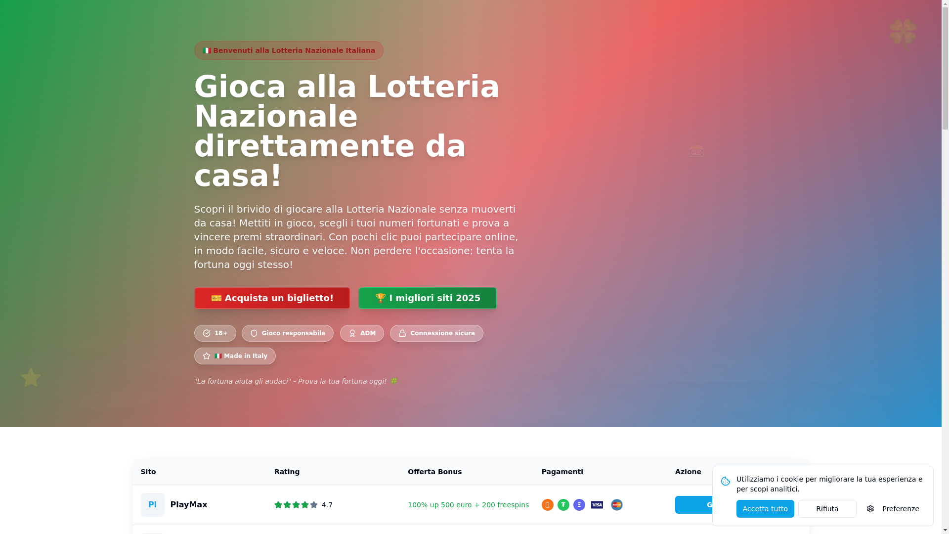 website screenshot of https://lotteriasicura.com/