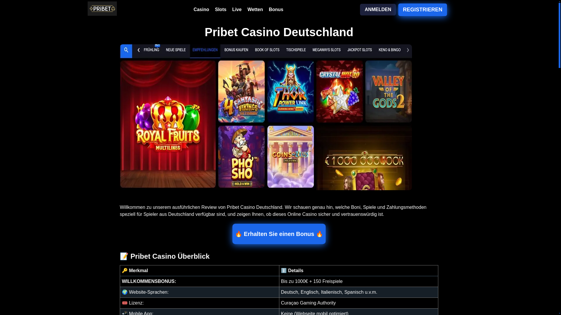 website screenshot of https://pribetcasinode.pages.dev/