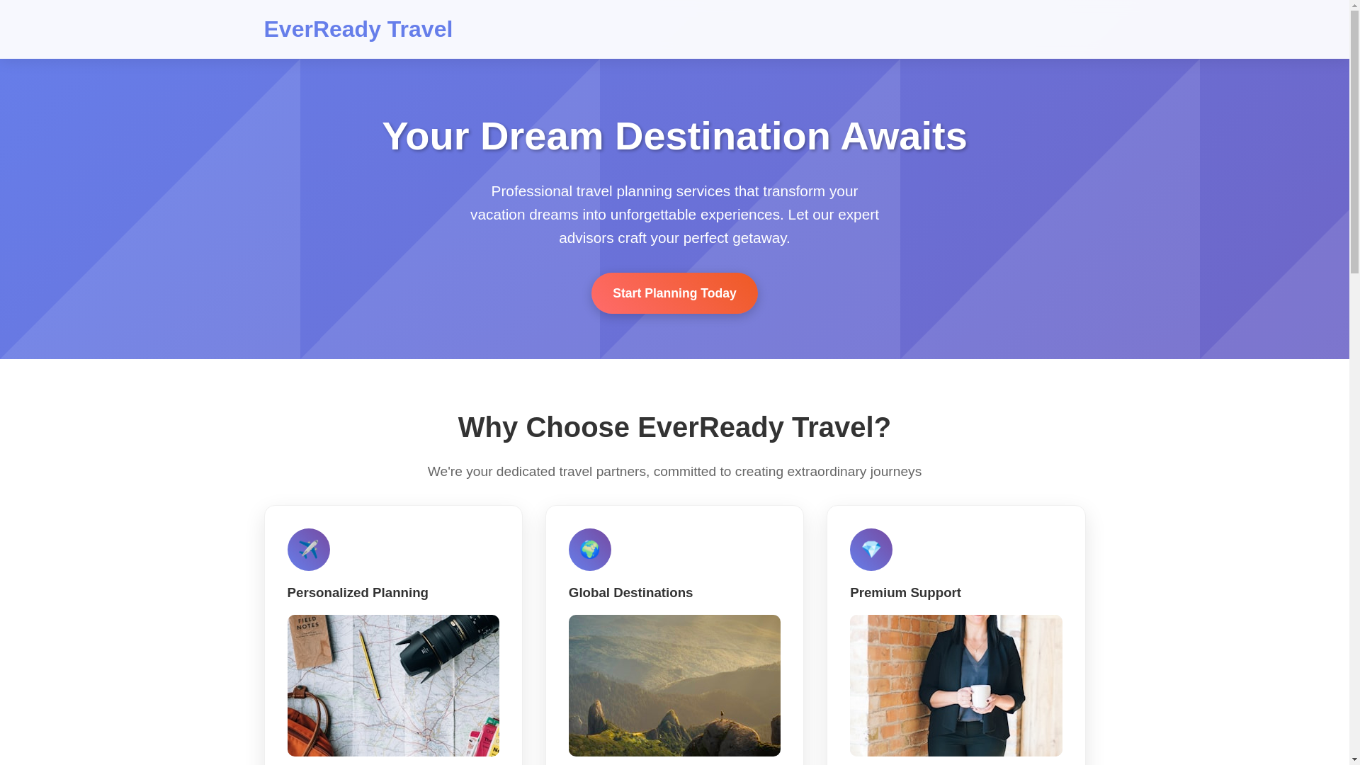 website screenshot of https://everreadytravel.live/