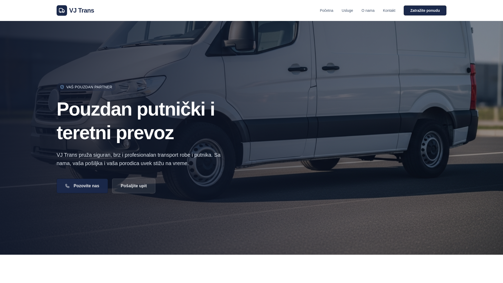 website screenshot of https://vjkombiprevoz.com/