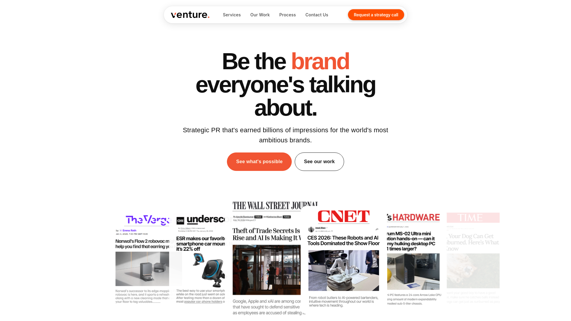 website screenshot of https://hiventurepr.com/