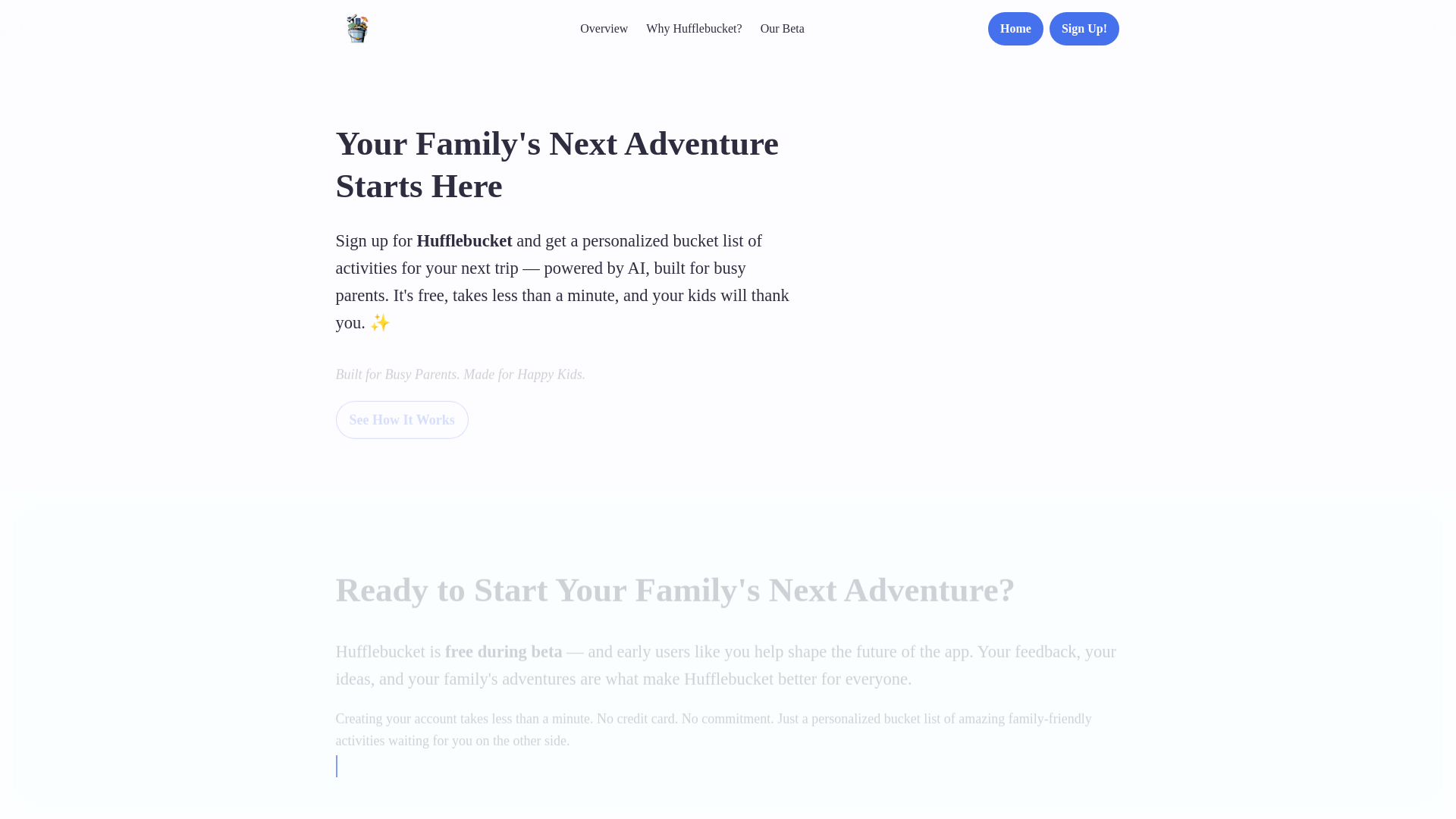 website screenshot of https://hufflebucket.com/