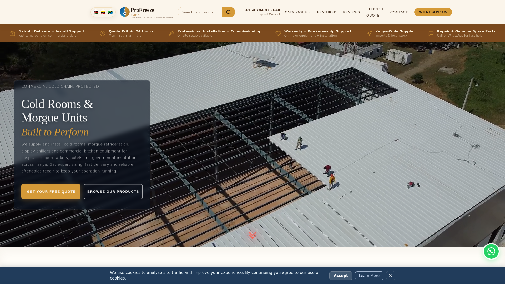 website screenshot of https://coldroomexperts.co.ke