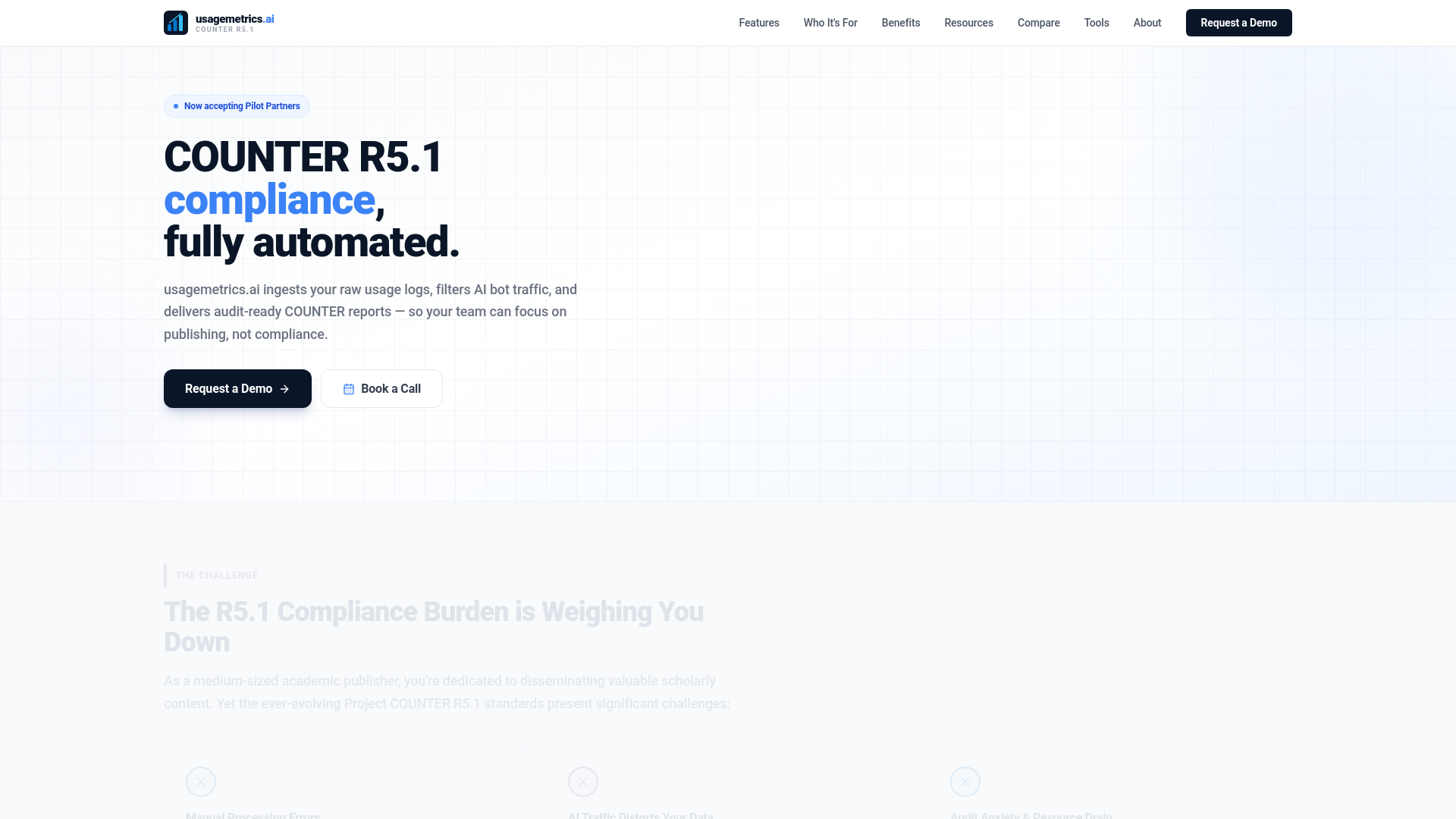 website screenshot of https://usagemetrics.ai/