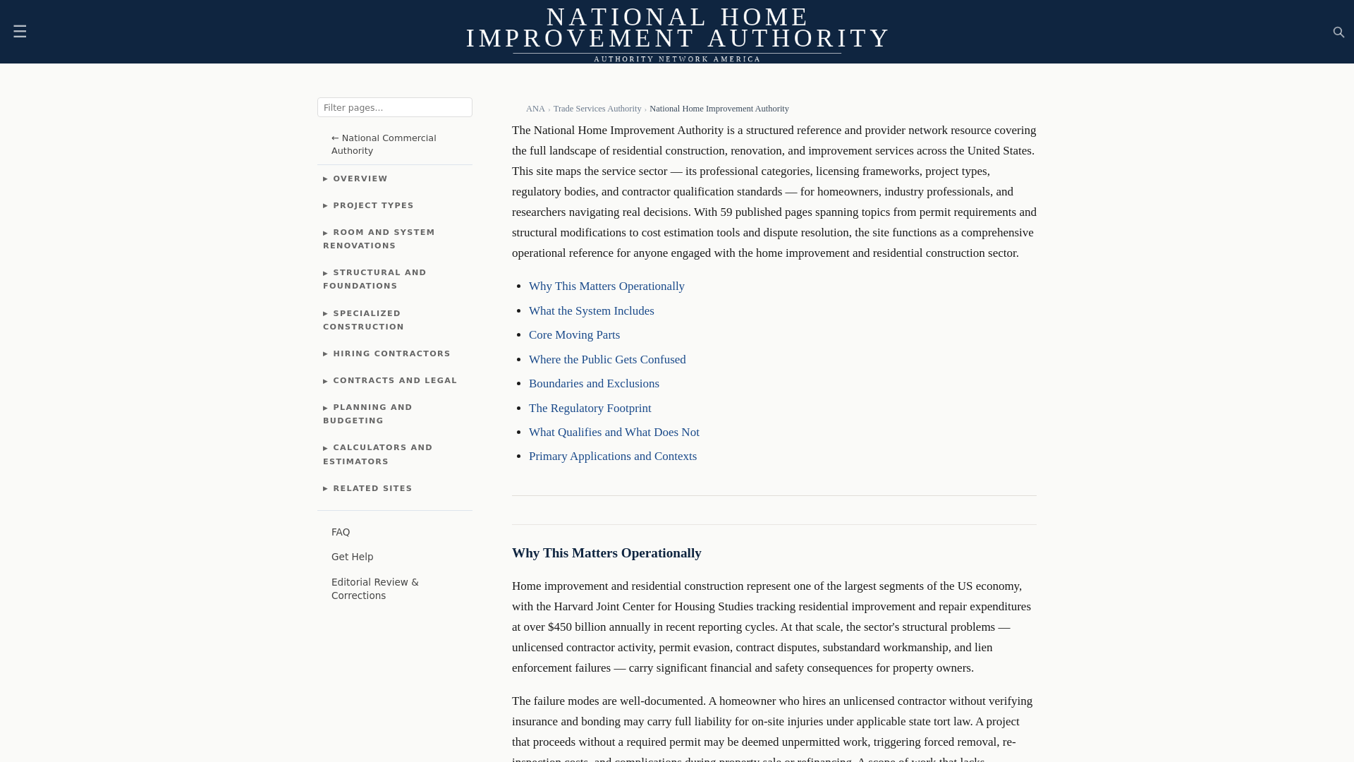 website screenshot of https://nationalhomeimprovementauthority.com