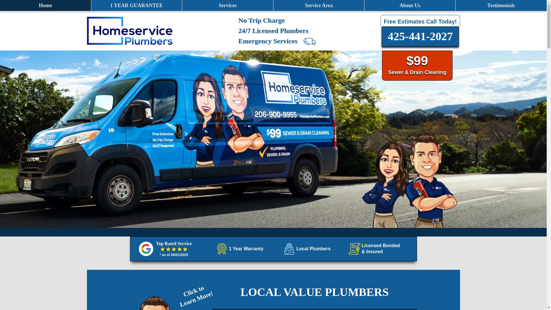 website screenshot of https://homeserviceplumbingco.com/