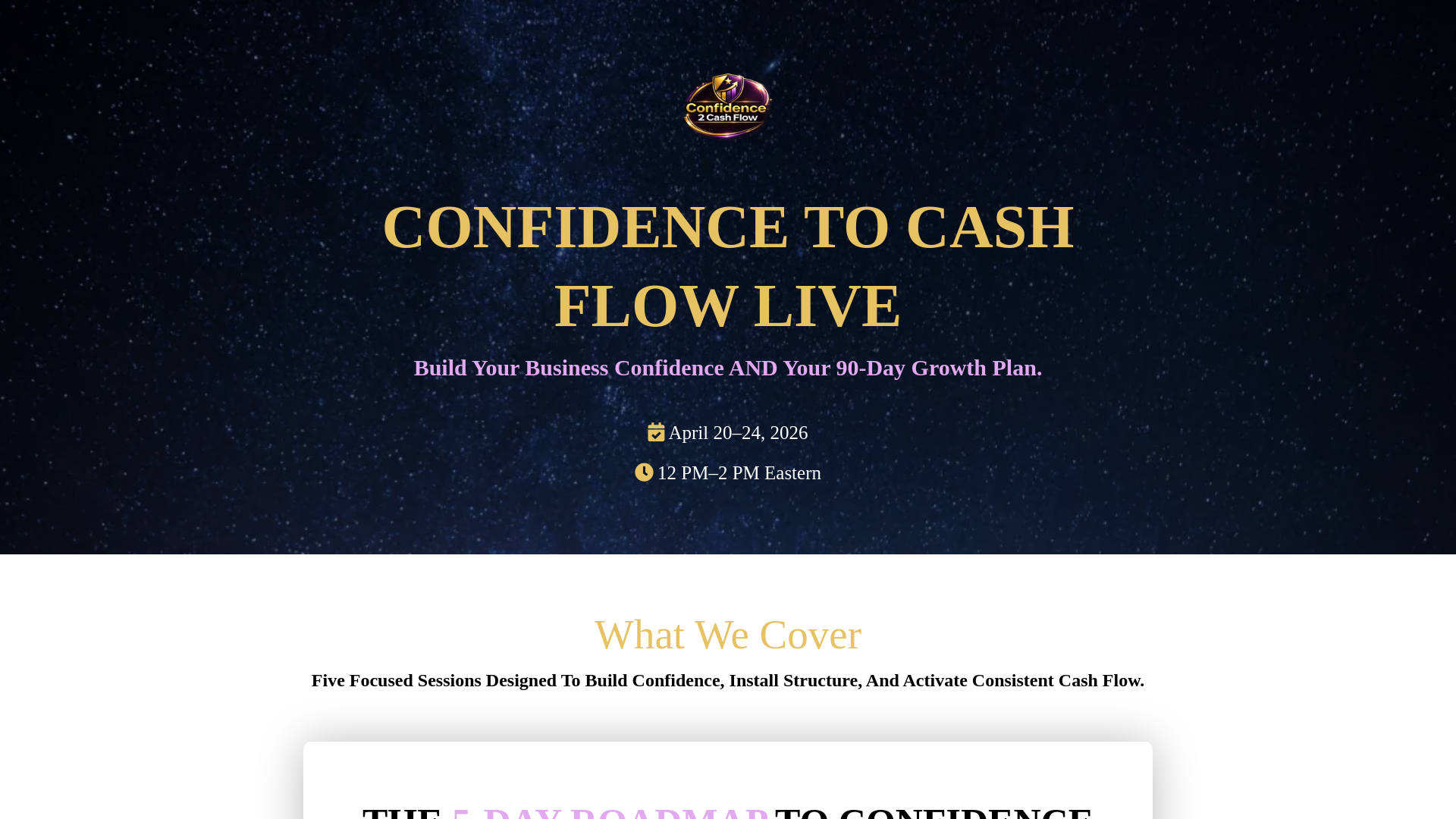 website screenshot of https://confidence2cashflow.biz/