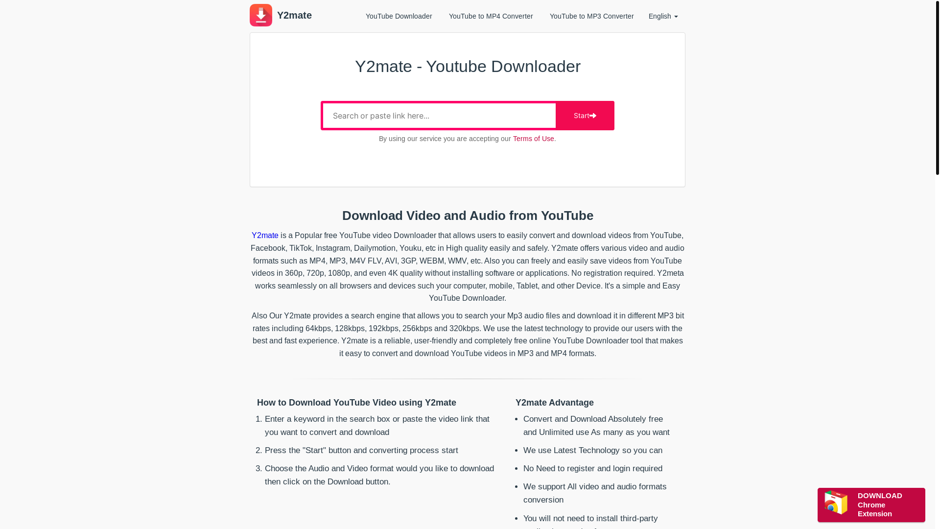 website screenshot of https://v2.www-y2mate.com/convert/