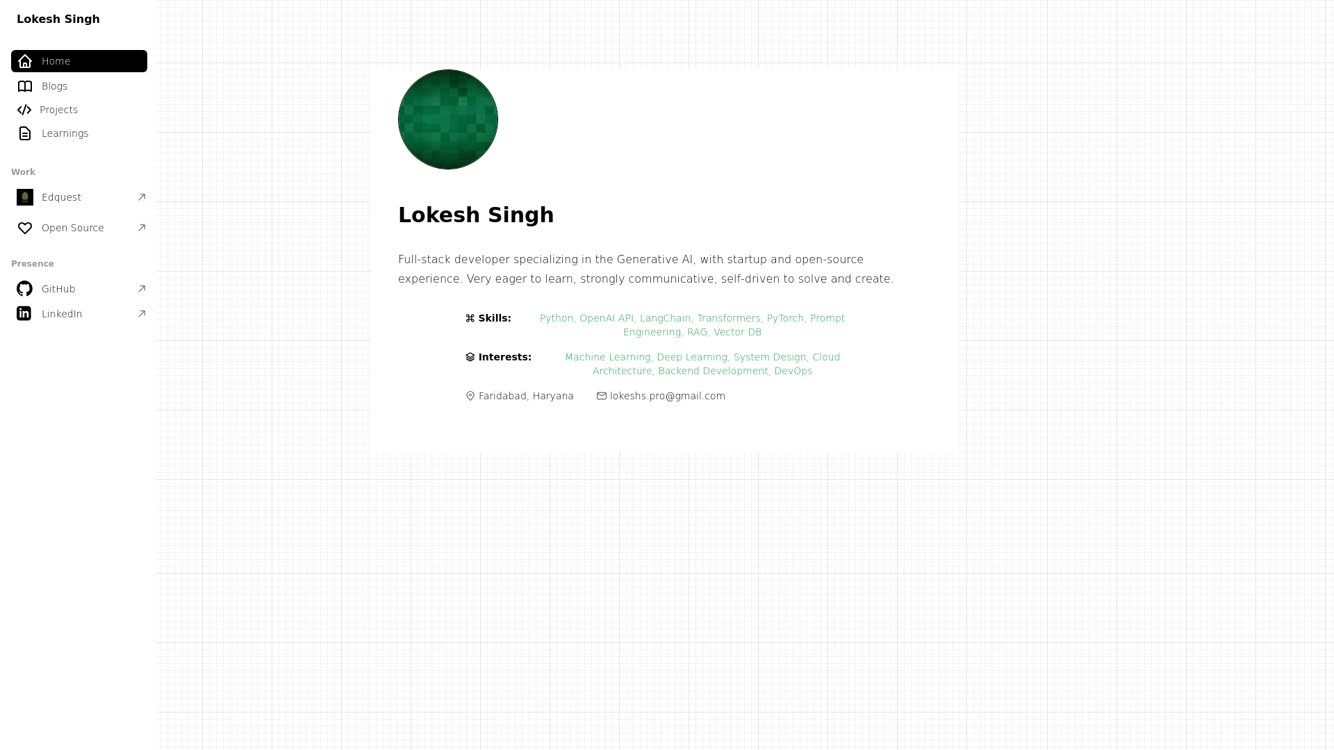 website screenshot of https://lokeshsingh.dev/