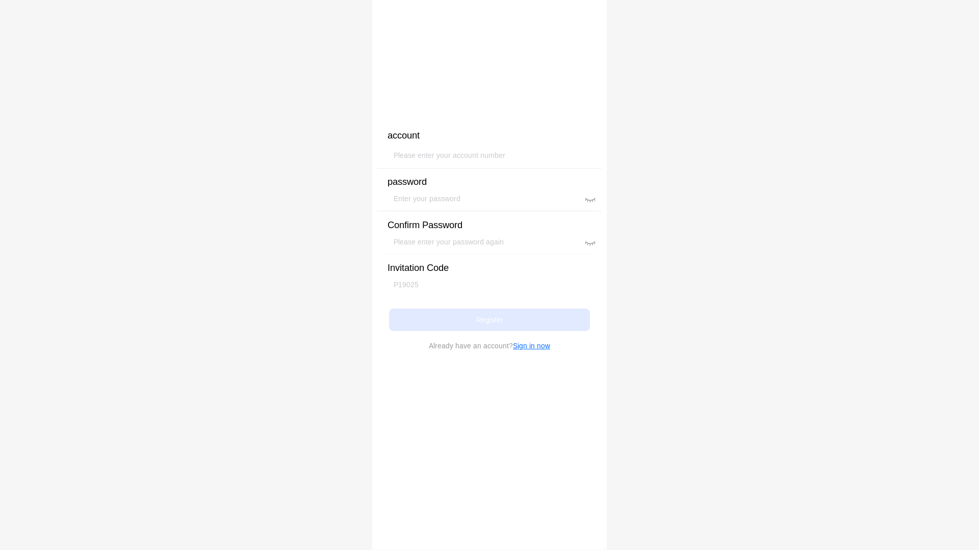 website screenshot of https://wa2.club/#/reg?i=P19025