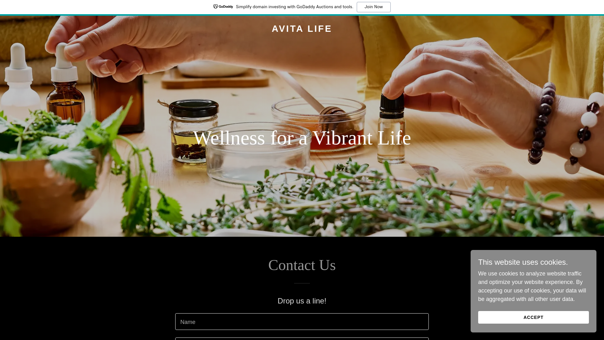 website screenshot of https://myavitalife.com/