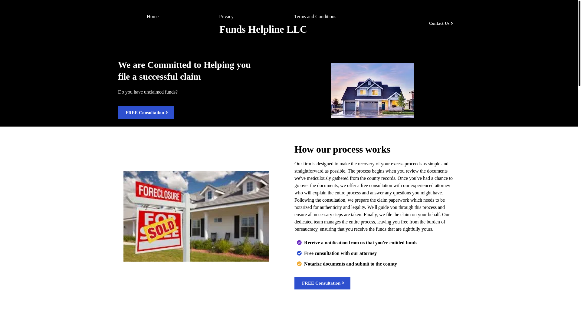 website screenshot of https://surplusfundshelpline.com/