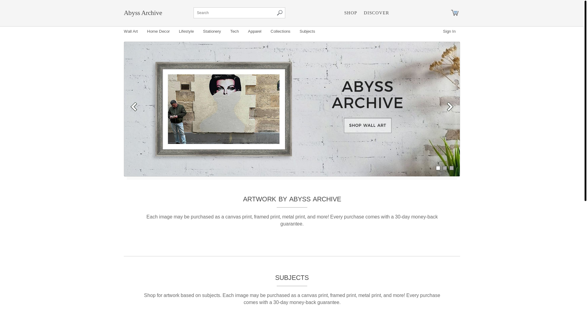 website screenshot of https://abyssarchive.art/