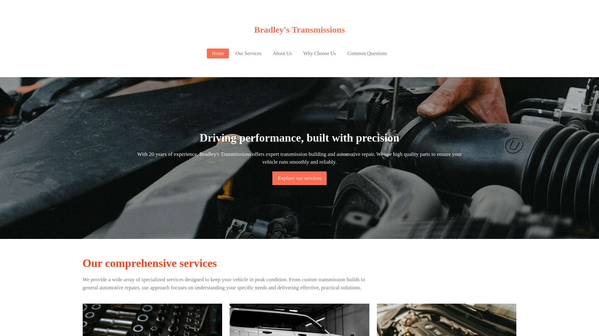 website screenshot of https://bradleystransmissions.net/