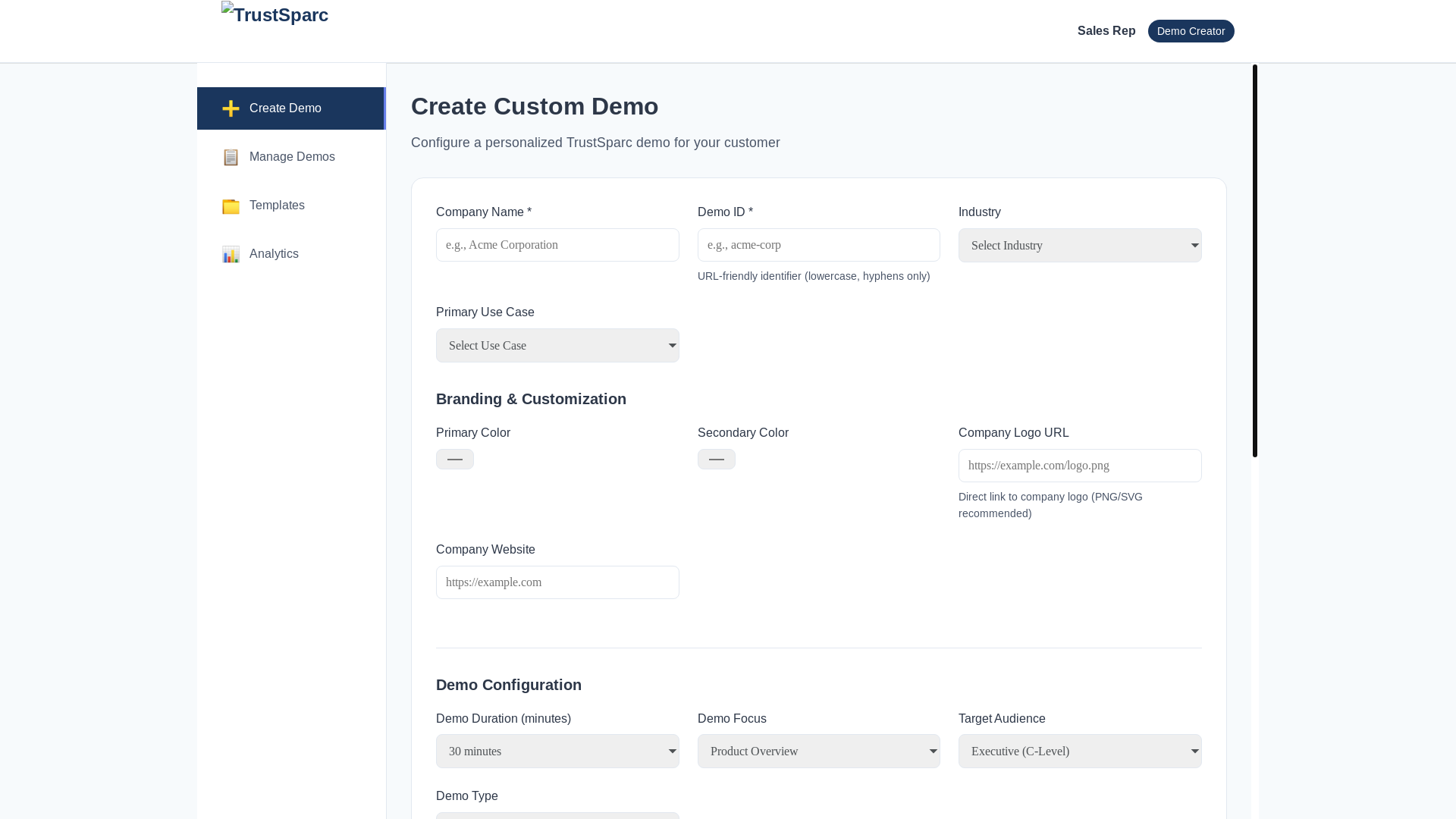 website screenshot of https://trustsparc-portal.pages.dev/