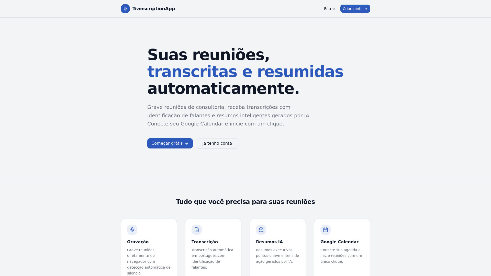 website screenshot of https://transcriptionapp.com.br/