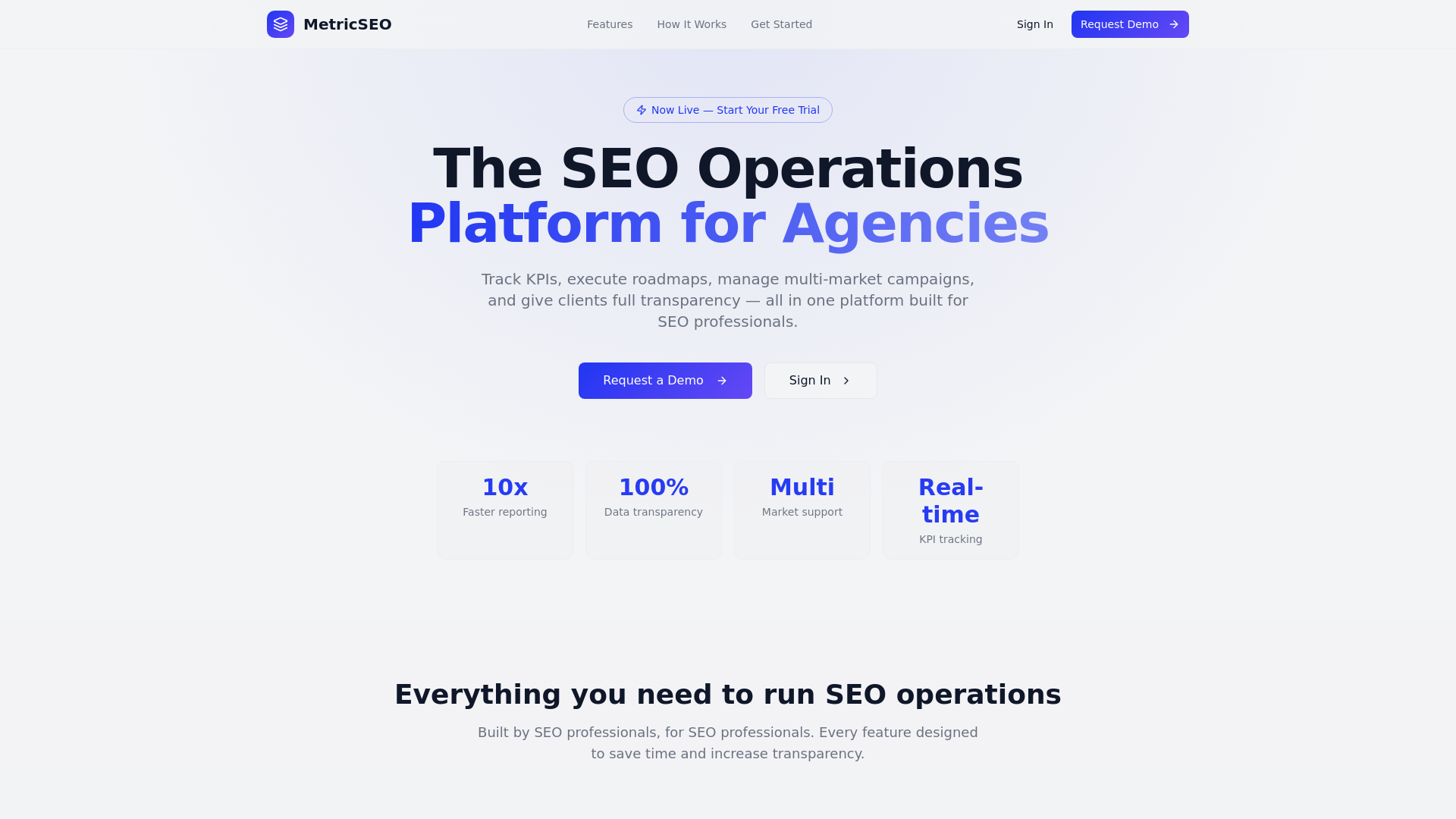 website screenshot of https://metricseo.se/
