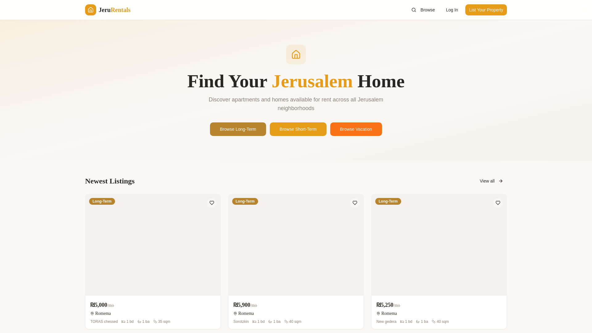 website screenshot of https://jerurentals.com/
