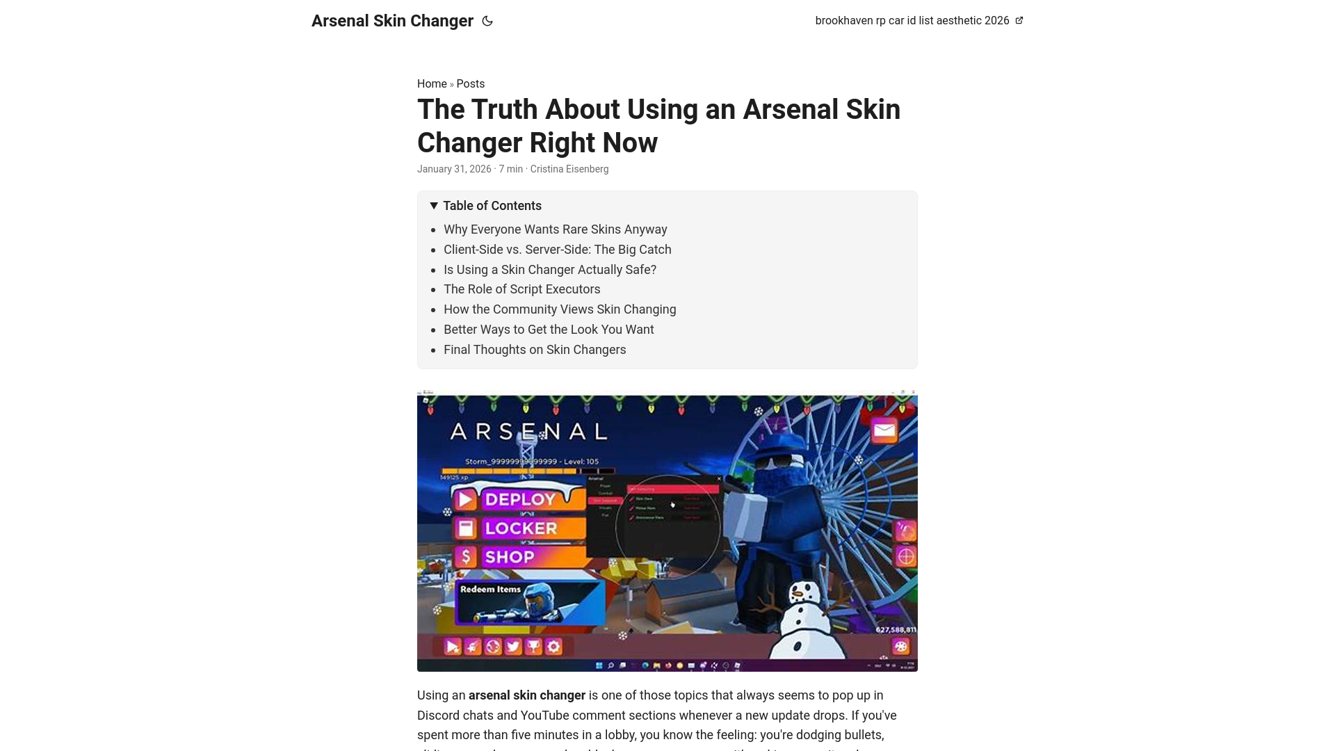website screenshot of https://arsenal-skin-changer.pages.dev/