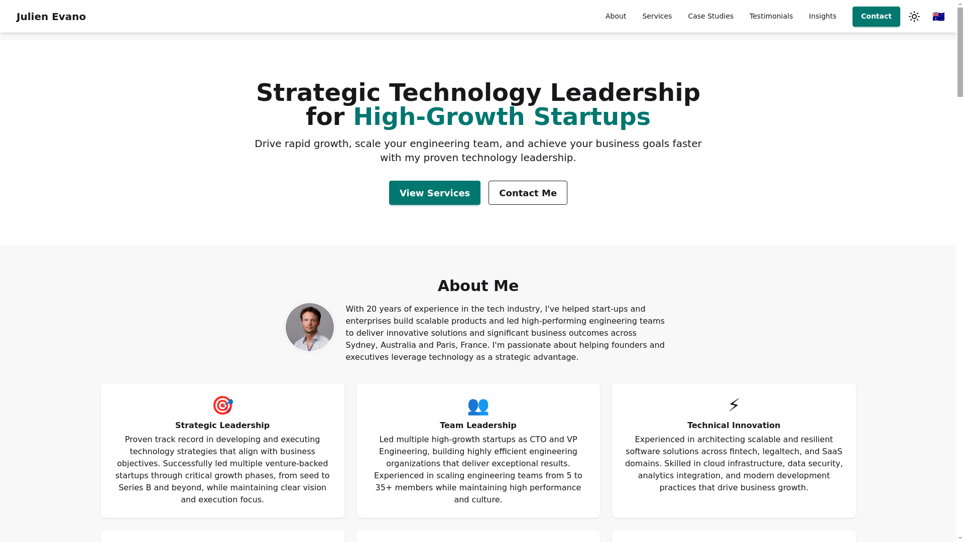website screenshot of https://julienevano-website.pages.dev/